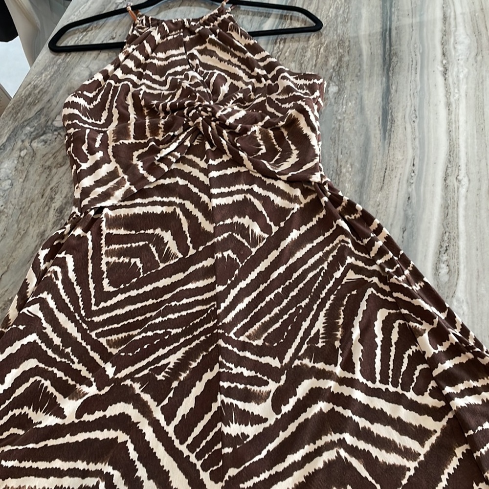 Jones New York sz 12 stretchy animal sexy dress long beaded straps. Awesome